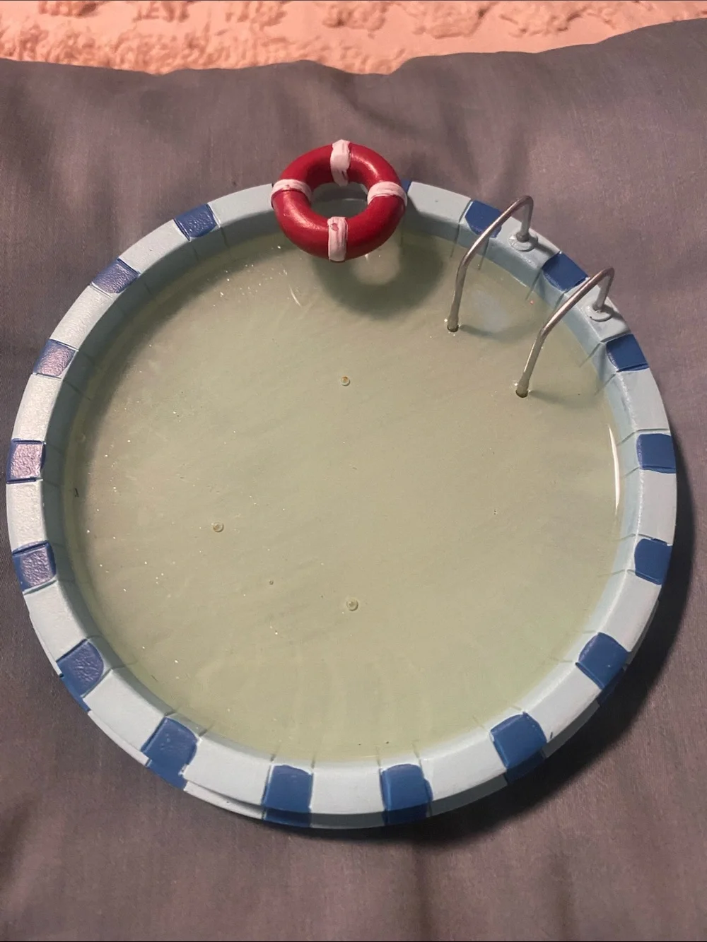 Ashland Light Blue and Dark Blue Mini Pool Coaster with Red Lifesaver